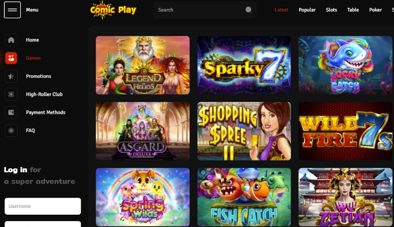 Discover a world of entertainment with Comic Play casino